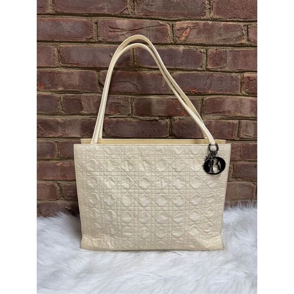 Dior Cream Authentic Quilted Tote Bag - Picture 1 of 11